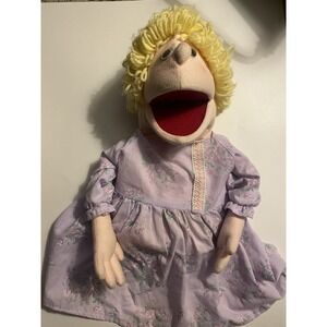 Vintage girl puppet with yarn hair